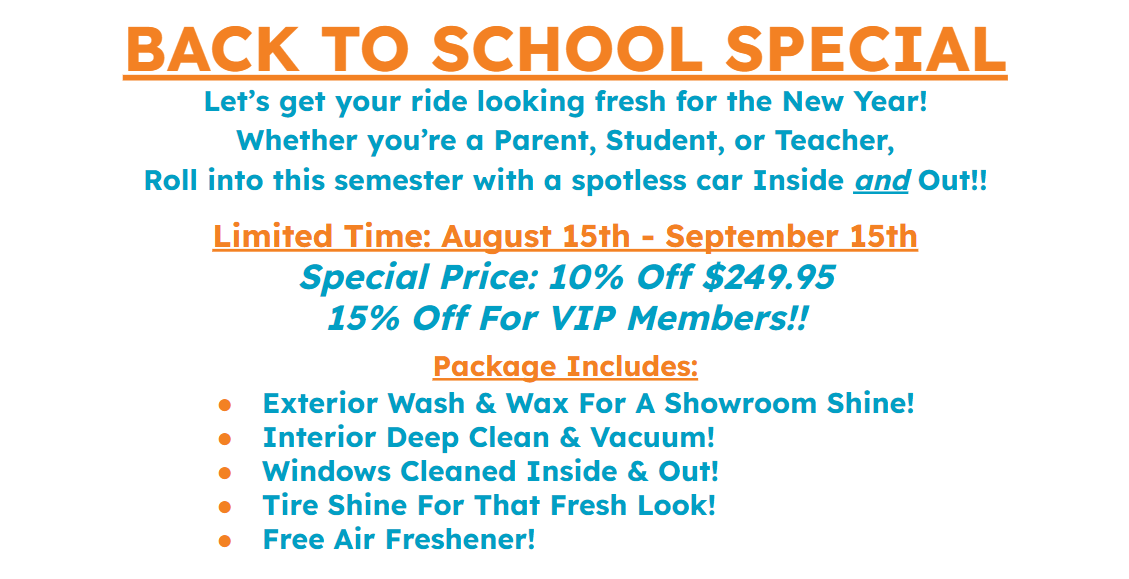 Back 2 School Sale 8/15 - 9/15